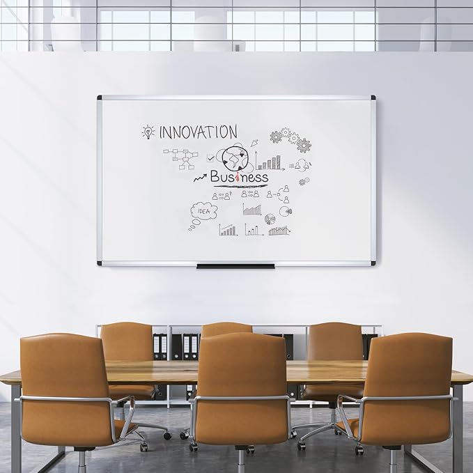 VIZ-PRO Dry Erase Board/Magnetic Whiteboard, 72 x 40 Inches, Large Wall Mounted Board for School Office and Home