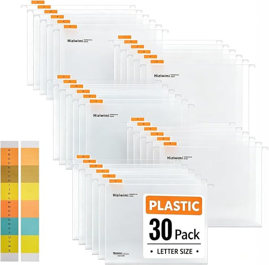 30 Pcs PP Hanging File Folders Letter Size,Transparent Hanging Folders with Tabs,File Folders for Filing Cabinet Hanging Files for Bulky Files,Medical Charts,Office AMD School Desktop File Storage