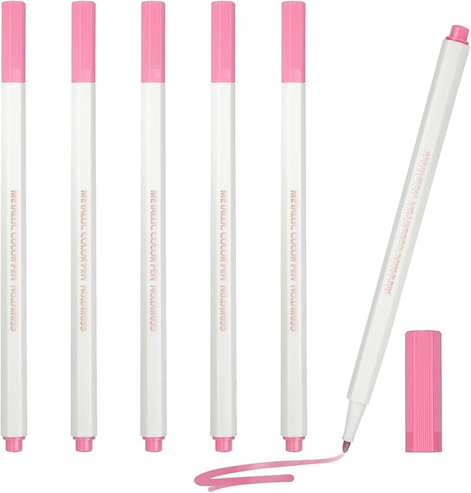 PATIKIL Metallic Marker Pens, 6Pcs Permanent Markers Medium Tip Quick Dry Paint Pen on Plastic Wood Stone Glass Canvas DIY Crafts Art Supplies for Drawing Writing Marking, Pink