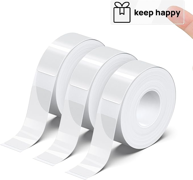 POLONO Genuine P31S Label Maker Tape, Adapted Label Print Paper, 14x40mm(0.55"x1.57"), Label Tape Refill for Home/Office, Compatible with P31S Label Maker, 540 Labels/3 Roll, Transparent