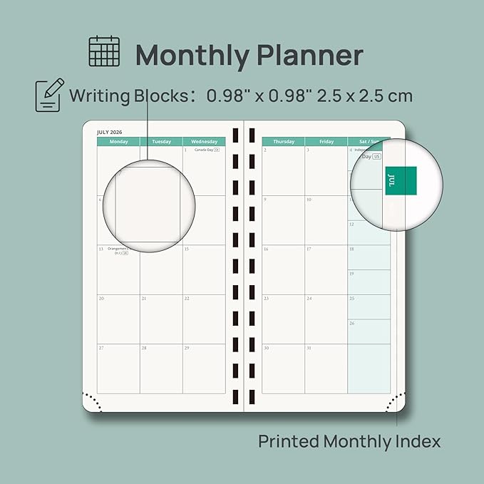 POPRUN Pocket Planner 2026-2027 (Slim Size 3.5'' x 6.5'') Academic Purse Calendar (July 2026 - June 2027) with Hourly Time Slots, 100GSM Thick Paper, Spiral Soft Cover - Purple