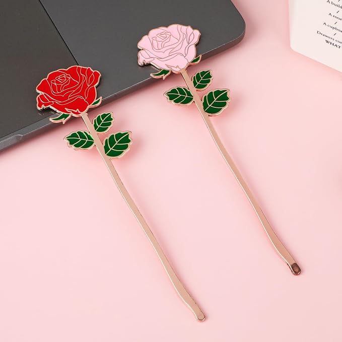 2 Pack Metal Rose Bookmark Vintage Red Flowers Book Page Holder Aesthetic Flower Book Marks Gift for Women Book Lovers Birthday Mother's Day Valentine's Day Christmas