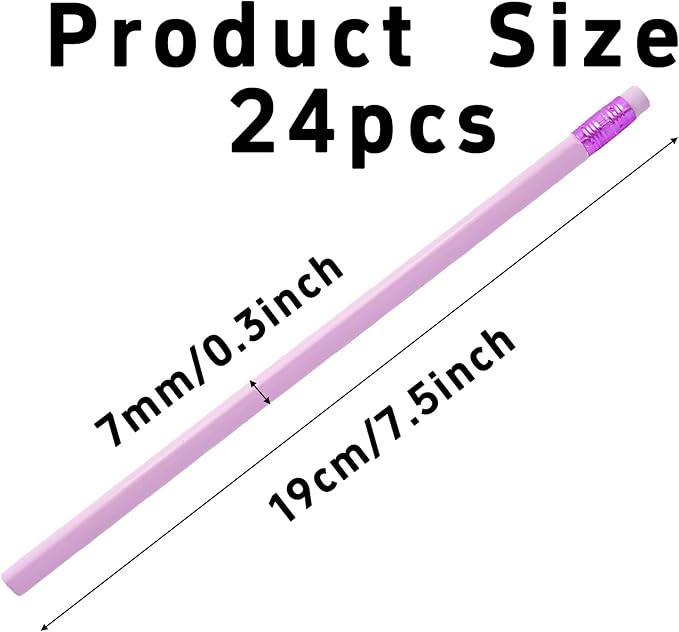 24Pcs HB Graphite Triangular Grip Wood Pencils with Eraser for School, Drawing and Sketching, and Office Use(Purple)