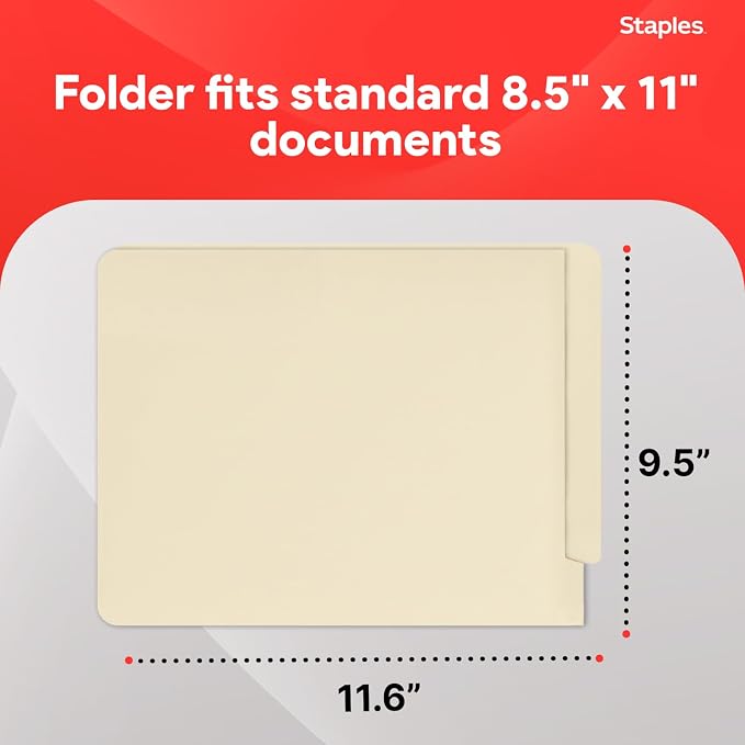 Staples Reinforced File Folder with Fasteners, Letter Size, Manila, Durable Paper Stock, 50/Pack