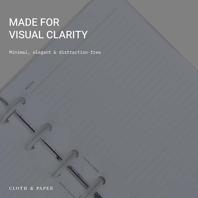 Cloth & Paper Task Planner Inserts – Pocket Size 3.2 x 4.7 Inches | 6-Ring To-Do List 15 double sided Pages Daily Planner Organizer Refills | Minimalist Design | Premium Paper for Notes & Reminders