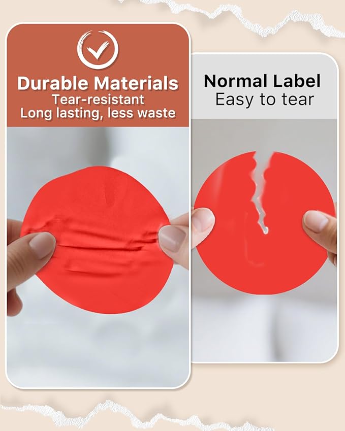 iEager 3 Inch Circle Thermal Sticker Labels, Self-Adhesive Round Direct Thermal Label, Multi-Purpose Roll Thermal Stickers, 500 Labels, Red
