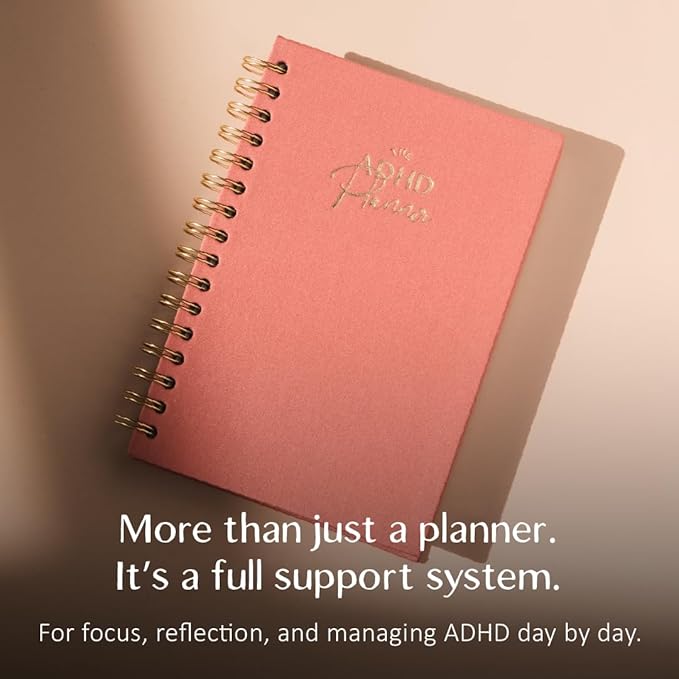 The ADHD Planner - Undated Daily Weekly Schedule Organizer Journal for Disorganized People - Habit Tracker Record Emotions & Mood - Academic Goals - Structure & Focus for Adults Brains (Spiral) (Red)