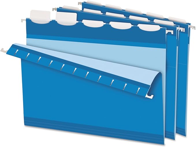 Pendaflex Ready-Tab Reinforced Hanging Folders, Letter Size, Blue, 5 Tab, 25/BX (42622)