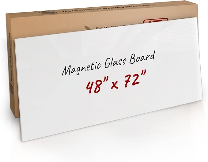 Eased Corners - Glass Dry Erase Board - Frameless Glass Board for Wall - Surface White 48"x72" - Include Markers, Magnets, Eraser for Office & Home by Fab Glass and Mirror