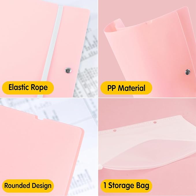 Portable Expanding File Folders, Folio Document Organizer for Letter Paper,Bill,Receipt, Detachable and Foldable File Holder 40-Page Paper Organizer with 50 Pockets(30pcs A4,20pcs A5).Pink