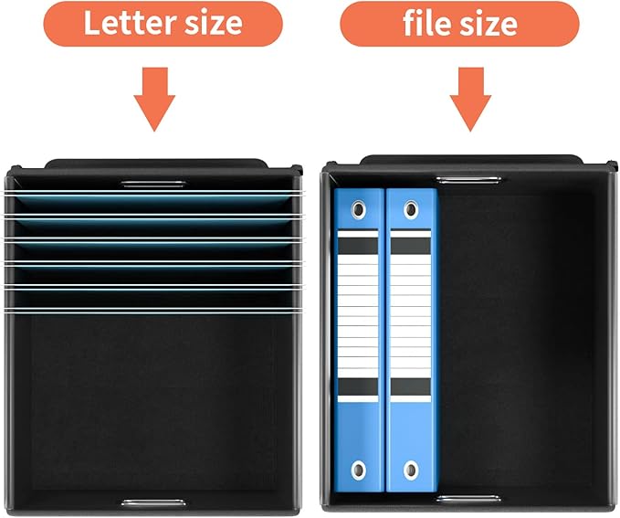 File Organizer Box with Lid, Collapsible File Folder Organizer for Office Document Storage, Filing Box with Plastic Slide for Letter Size Hanging File Folders(1 Pack, Reddish Organge)