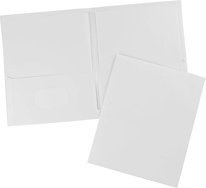 Avery Two Pocket Folders, Holds up to 40 Sheets, Business Card Slot, 25 White Folders (47991) (Pack of 5)