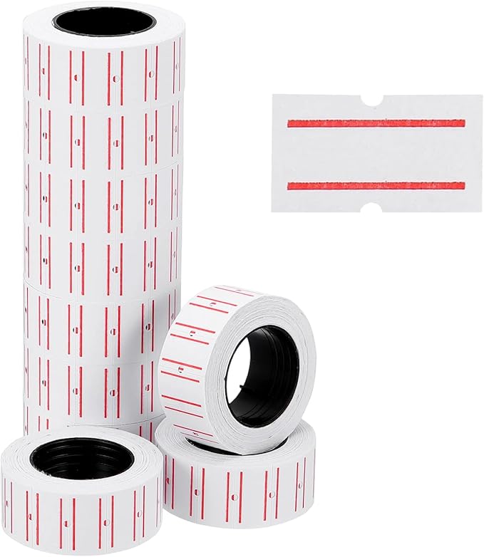 PATIKIL Pricing Labels, 10 Rolls 5000 Price Price Gun Labels Self-Adhesive Rectangular Puzzle Shape Marker Tag Stickers for Date Gun, White-Red