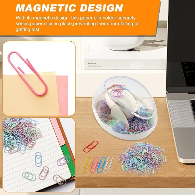 Magnetic Paper Clip Holder with 110pcs Colorful PaperClips,Paper Clips Dispenser Holder,Non-slip Stability Design,Paperclip Holders for Desk School Office Organizer Accessory