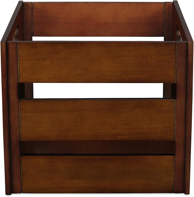Victrola Wooden Record Crate – Tabletop Vinyl Album Holder, No-Tool Assembly, Holds Over 50 Records, Real Wood Construction, Elegant Design (Espresso)
