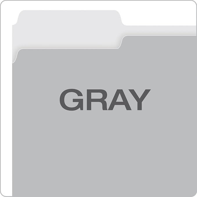 Pendaflex File Folders, 100 Pack, Durable Gray Folders, Letter Size (8.5" x 11"), 3 Tabs for Easy Labeling, Neutral Aesthetic Organization Essentials for Home, Office & School