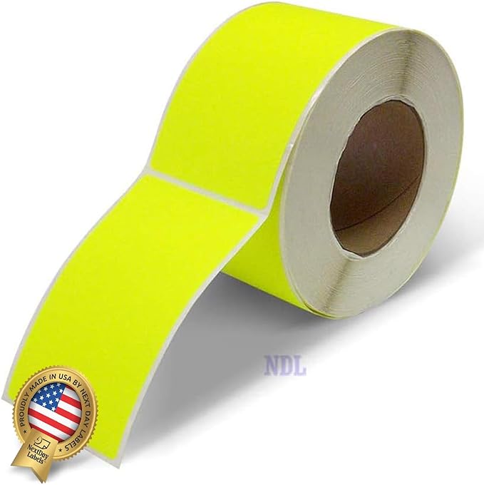 NextDayLabels - 3 X 5 Rectangle Inventory Color Coding Sticker Labels, 500 Per Roll (Fluorescent Yellow)