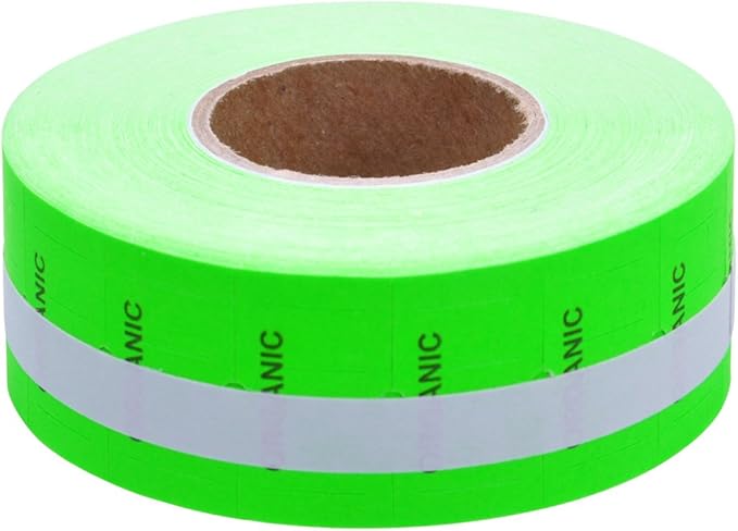 Fluorescent Green with Black "Organic" Labels to fit Avery Dennison®/ Sato® M1 "Mighty One" Price Guns 16 Pack (Free Ink roll Included)
