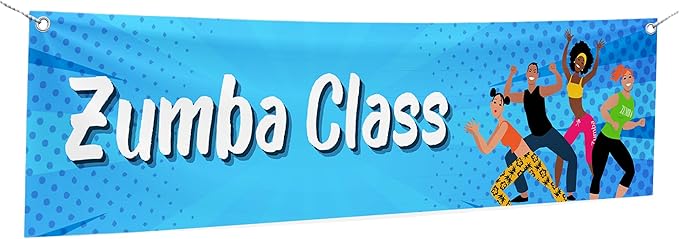 Zoomba Class Large Banners and Signs for Outdoor by Mavis Printing-Polyester Banner with 4 Holes for Easy Hang Indoor & Outdoor|4x1 Feet HD Print Sign to Promote Church| Made in USA