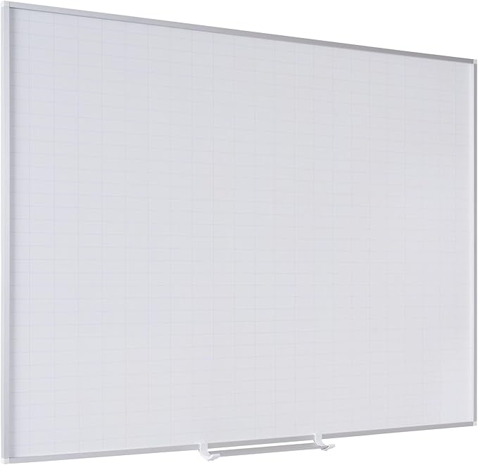 MasterVision gridded Magnetic Steel Dry Erase Planning Board, 1 x 2 Grid, 36 x 24, White Surface, Silver Aluminum Frame