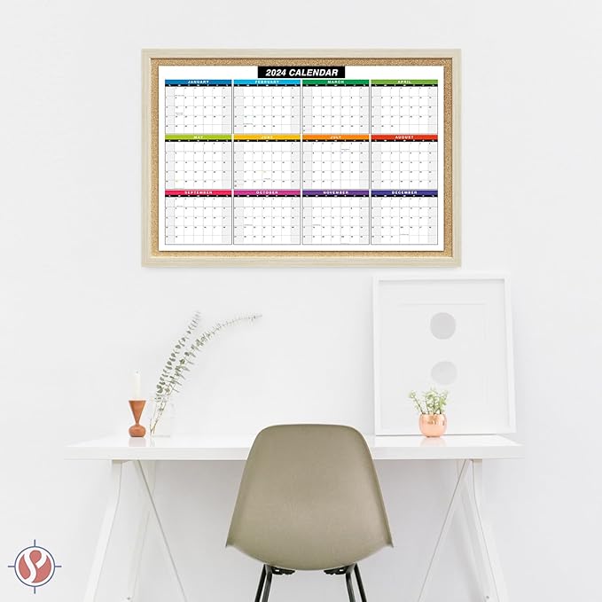 2024 Full Desk Calendar - 11 x 17” Large Size 12 Month Planner - 2 Sided Vertical/Horizontal Reversible - Printed on Thick & Durable 80lb Cardstock (216 gsm) - 2 Per Pack