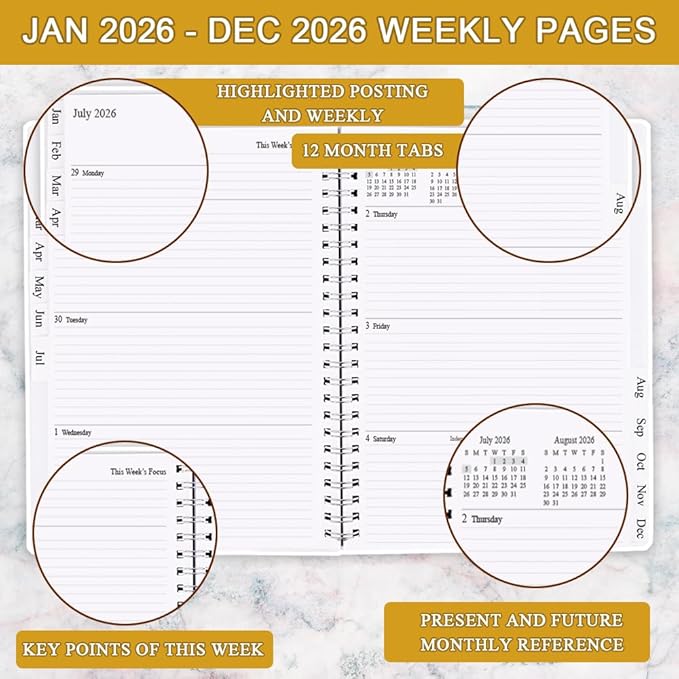 2026 Planner - Planner 2026 from January 2026 - December 2026, Monthly and Weekly Calender with 12 Tabs, 8.5" x 11", Green Leaf