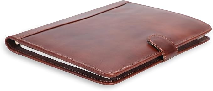Leather Padfolio Legal Pad Portfolio Organizer | Handmade Executive Notebook Binder | Heavy Duty Full Grain Cow Hide Resume Interview Folio for Men Women, Rustic NoteBook Folder (Wine)