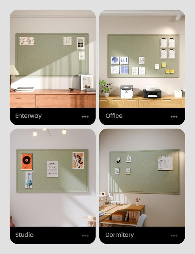 Fluxnara Bulletin Board,Cork Board Alternative with Safe Removable Adhesive Tabs, Foldable Felt Pin Board for Home Office, Classroom, Bedroom,Entryway for Walls (Sage, 59 x 35.4 inches)