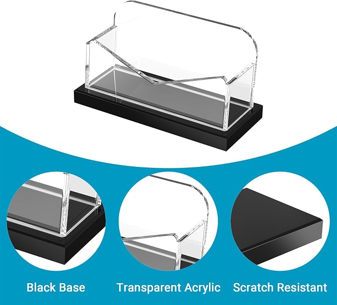LUGUNU Acrylic Business Card Holder for Desk 2 Pack, Weighted Non-Slip Base Display Stand with 100-Card Capacity, Modern Professional Office Organizer for Home, Trade Shows, or Travel