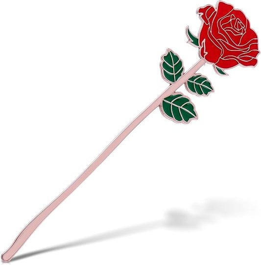 Bewudy Red Rose Bookmark Gift, Metal Book Page Holder for Reading Lovers, Teacher Appreciation Gifts Valentine Mother's Day Christmas Birthday Gift for Women Book Lovers (Red Rose)