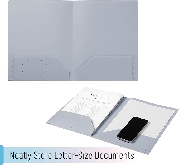 Mr. Pen- Plastic Folders with Pockets, 5 pcs, Aesthetic File Folder with Business Card Slot, 2-Pocket Folder, Back to School, Office, Filing Supplies