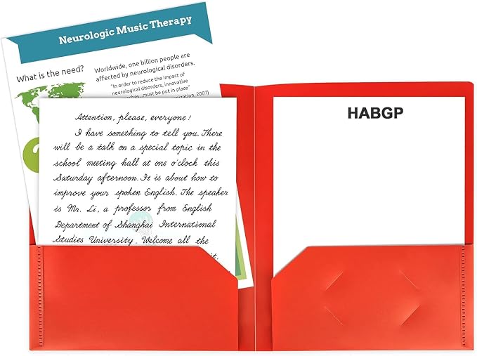 Plastic Folders with Pockets, 18 Color Heavy Duty Two Pocket Folder Business Card Holder for Office High School