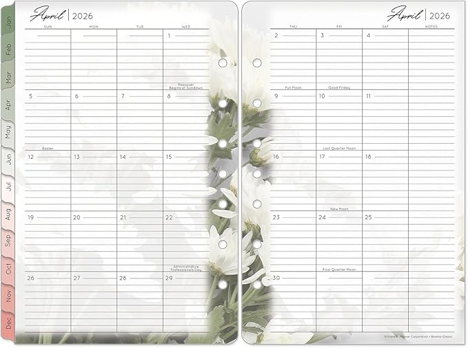 FranklinCovey - Blooms Planner Refill | Two Page Per Day - Ring-Bound (Classic, Apr 2026 - Mar 2027)