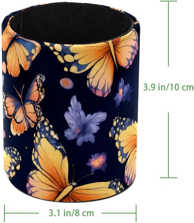 Seamless Butterflies Pattern Pen Pencil Holder for Desk, Large Round Pen Pencil Cup, Decorative Desk Stationery Organizer for Home, Office, Classroom