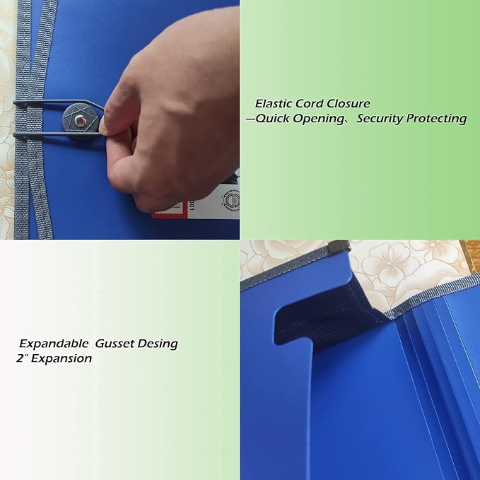Premium Quality Plastic Expanding File Folder Document Organizer, 3.5" Expansion, A4 Letter Size for Home School Office Organization, 5 Pack