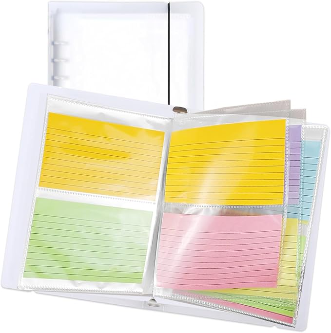 3x5 Index Card Holder, 50 Pcs Index Card Binder Notecard Organizer Booklet Folder for Recipe, Flash Cards and Recipe Cards, Indexcard Notecard Storage Solution, Notecards for Studying