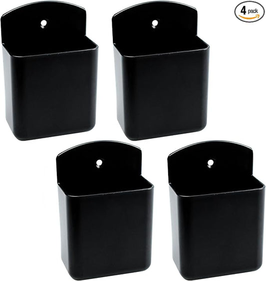 Septe 4Pcs Remote Control Holders Wall Mount, Self Adhesive TV Controller Holder, Wall Pen Holder Storage Box for Home Office (Black)