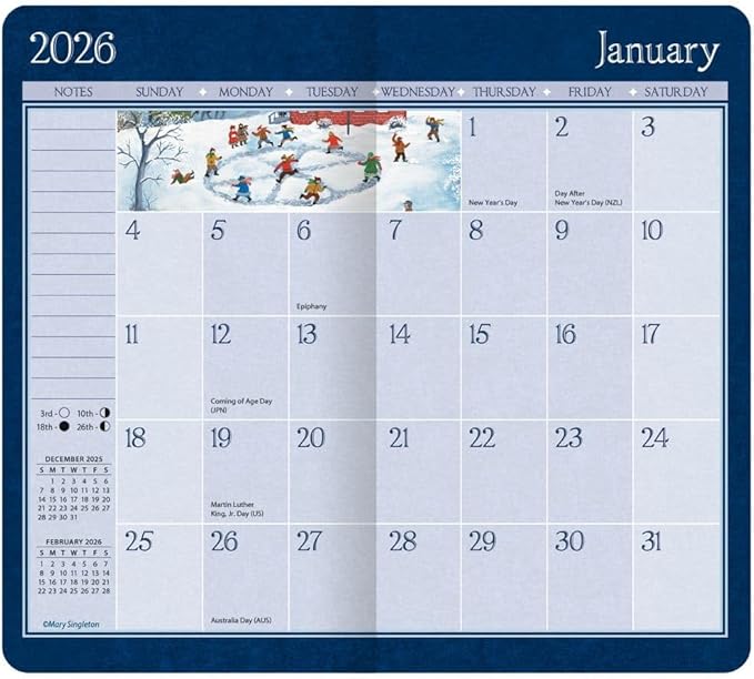 Lang, Lang Folk Art 2 Year 2026 Pocket Planner, 3.63'' X 6.5'', Weekly Calendar with Stapled Binding
