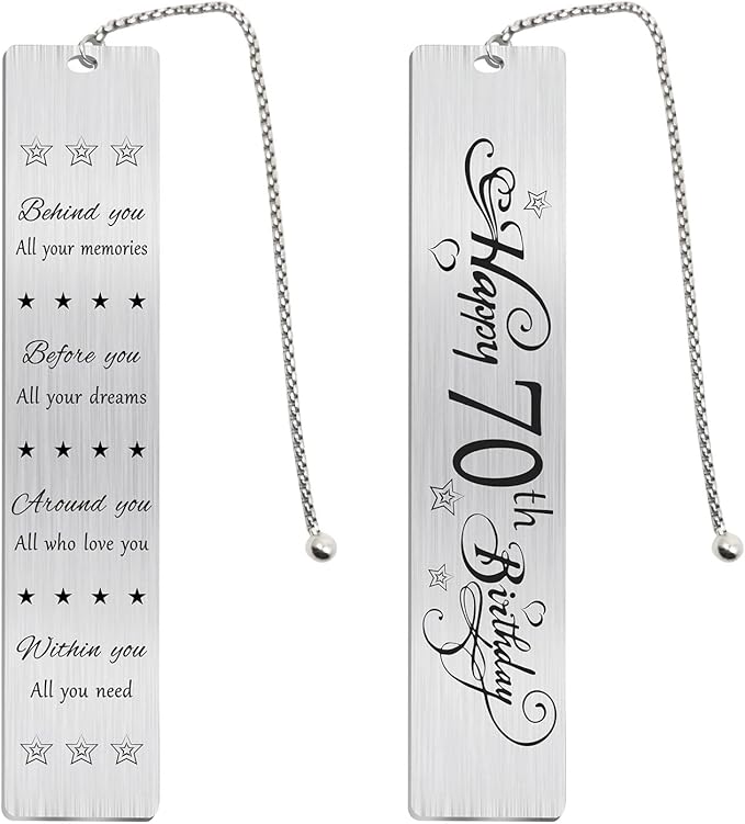Jzxwan Happy 70th Birthday Gifts for Women Men, 70 Year Old Birthday Bookmark Gift for Male Female, 70 Bday Decorations