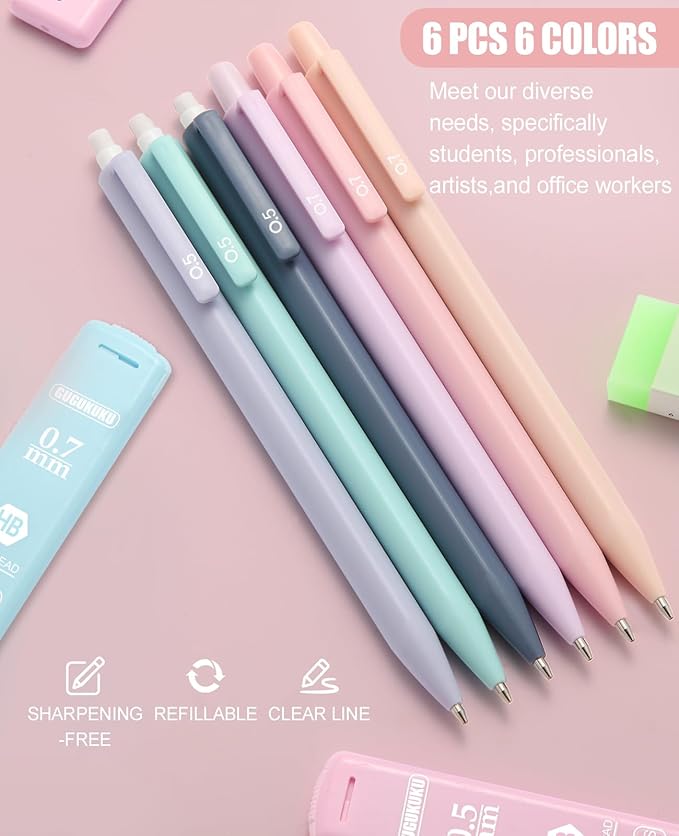39PCS Aesthetic School Supplies with Cute Pencil Case, 5X Ballpoint Pens with Stylus Tip, 12X Pastel Highlighters, 6X Mechanical Pencil Set 0.5&0.7mm, Suit for Preppy School College Essentials(blue)