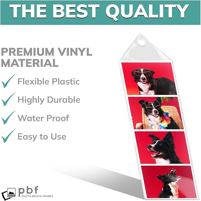 pbf PHOTO BOOTH FRAMES Vinyl Sleeves for Shutterbooth Photos | DIY Photo Strip Holder | Personalized, Clear Bookmarks (50-Pack)