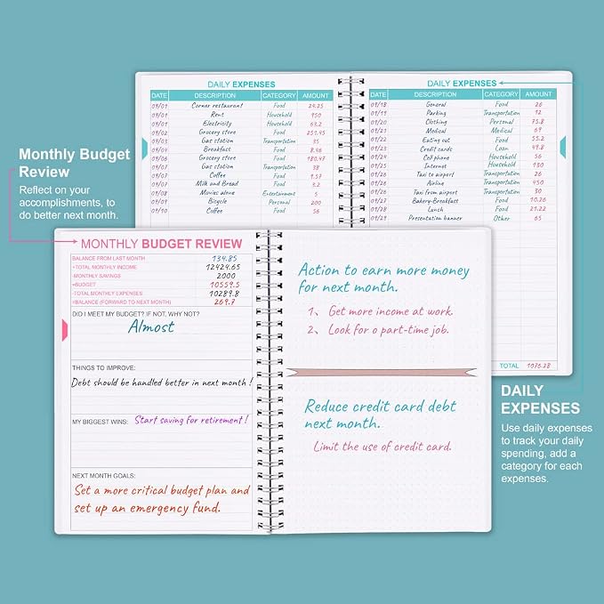 Budget Planner - Monthly Finance Organizer with Expense Tracker Notebook to Manage Your Money Effectively, Undated Finance Planner/Account Book, Start Anytime, 1 Year Use, A5, Floral