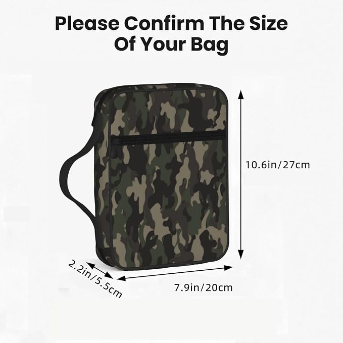 Camouflage Army Camo Military Bible Cover Case Carrying Book Protector Case Bible Study Supplies Accessories Holder Case Christian Gift for Women Men
