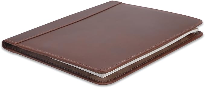 Heavy Duty Buffalo Leather Legal Pad Portfolio Handmade Executive Notebook Binder, Professional Padfolio Organizer Gift for Men and Women Genuine Leather Resume Document Holder (Tan)