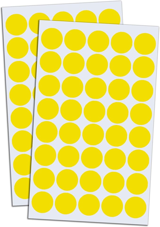 TownStix 8000 Pack, 3/4" Round Dot Stickers Circle Labels - Yellow