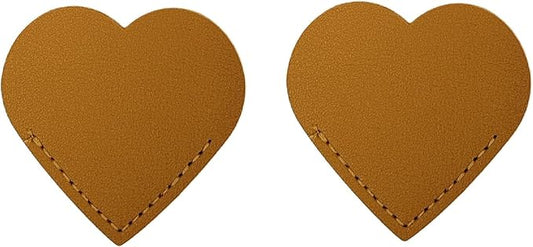 2 Pcs Leather Heart Bookmarks, Reading Accessories, Book Marks for Women Teacher Students Book Reading Lovers (Orange)