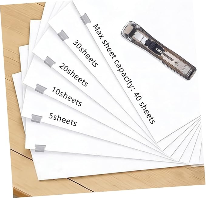 Office Stapler Set with Refillable Stapler and Document Binding Clips with 200pcs Refill Staples Multi-Function Paper Fastening Tool for Home and Office Use