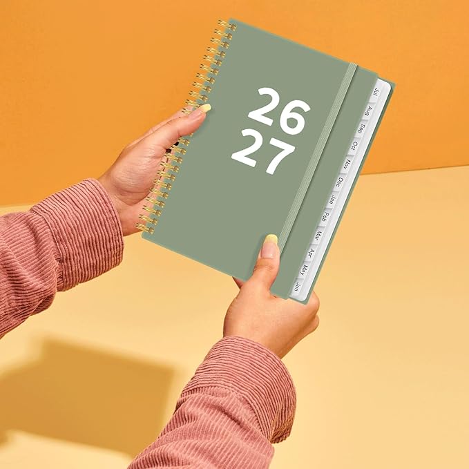 2026-2027 Planner - Planner 2026-2027 from July 2026 - June 2027, Weekly & Monthly Planner Spiral Bound with 12 Monthly Tabs, Inner Pocket, 6.4" x 8.5", Green-A
