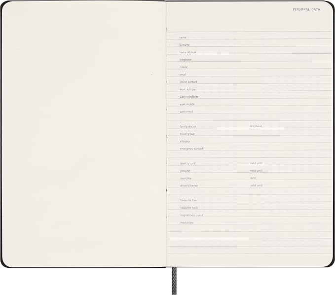 Moleskine Classic 12 Month Undated Weekly Planner, Hard Cover, Large (5" x 8.25"), Black