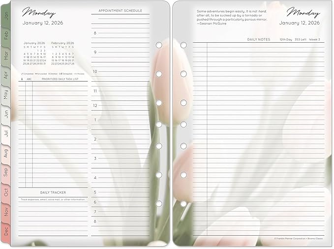 FranklinCovey - Blooms Planner Refill | Two Pages Per Day Ring-Bound (Classic, Jan 2026 - Dec 2026)